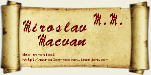 Miroslav Mačvan vizit kartica